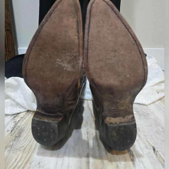 Vintage Justin Taupe Exotic Lizard Western Cowboy Boots Size 8 - Picture 5 of 6